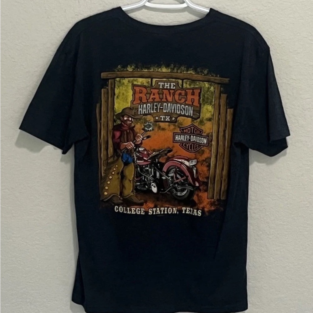 Harley-Davidson Print - The Ranch Texas  T-Shirt Men’s Size Large - Blue